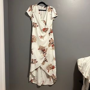 White Floral Wrap Dress by Dynamite - Size XS